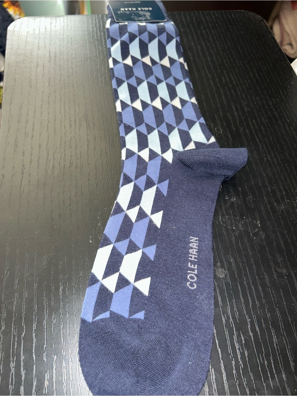 Cole Haan Blue Geometric Pattern Dress Socks